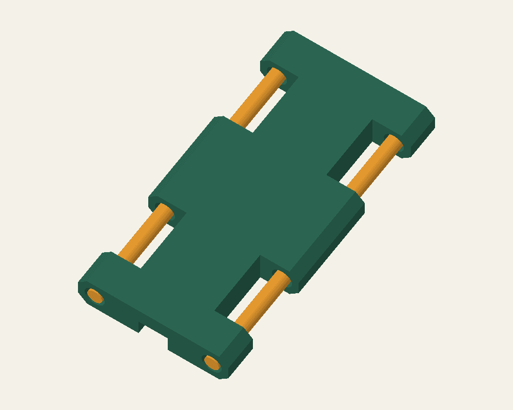 V26 CAD detail showing central filament-access openings with enclosed tunnel sections on both sides.